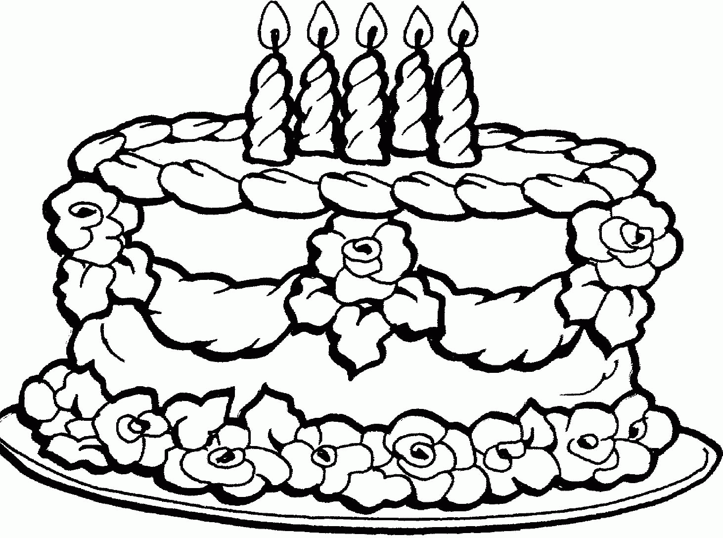 Happy Birthday Cake Coloring Pages Coloring Home