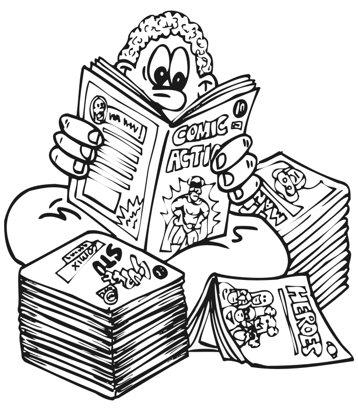 Cartoon Book Coloring Page - Coloring Pages For All Ages