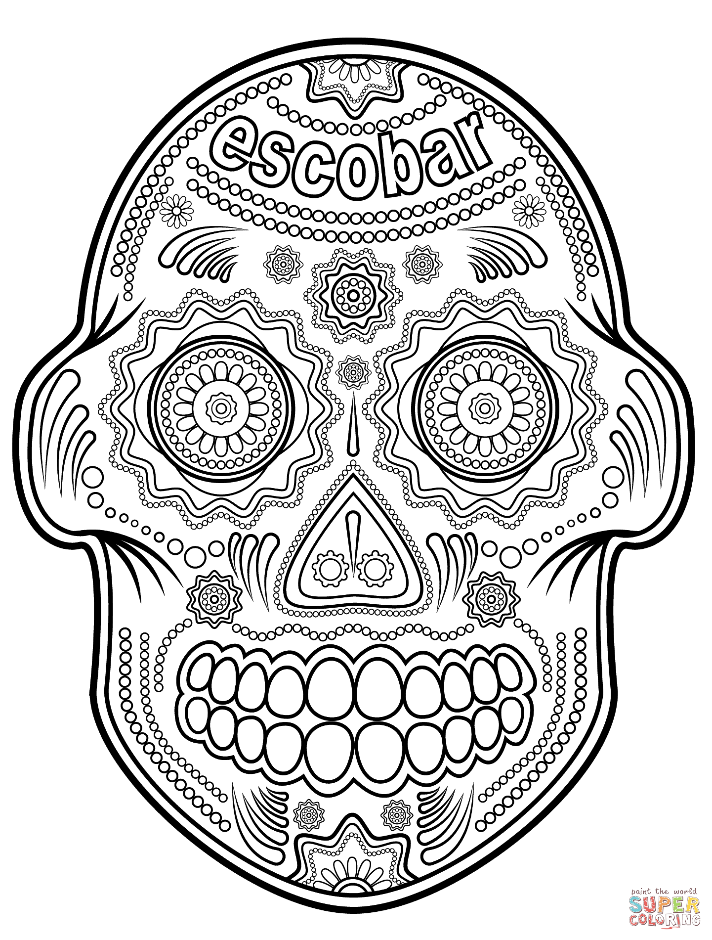 Escobar Sugar Skull Coloring Page And Roses Pages Printable Candy Dragon  For Kids How To Train Your – Slavyanka