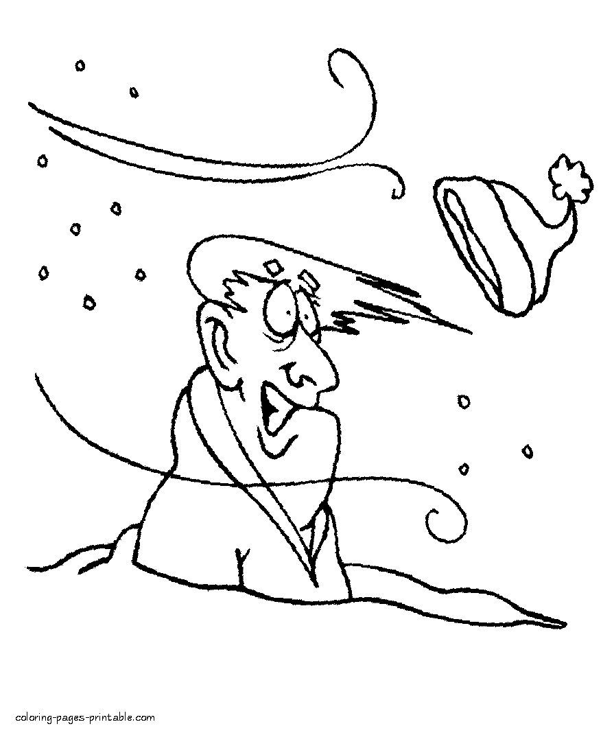 Weather coloring page. Strong wind || COLORING-PAGES-PRINTABLE.COM