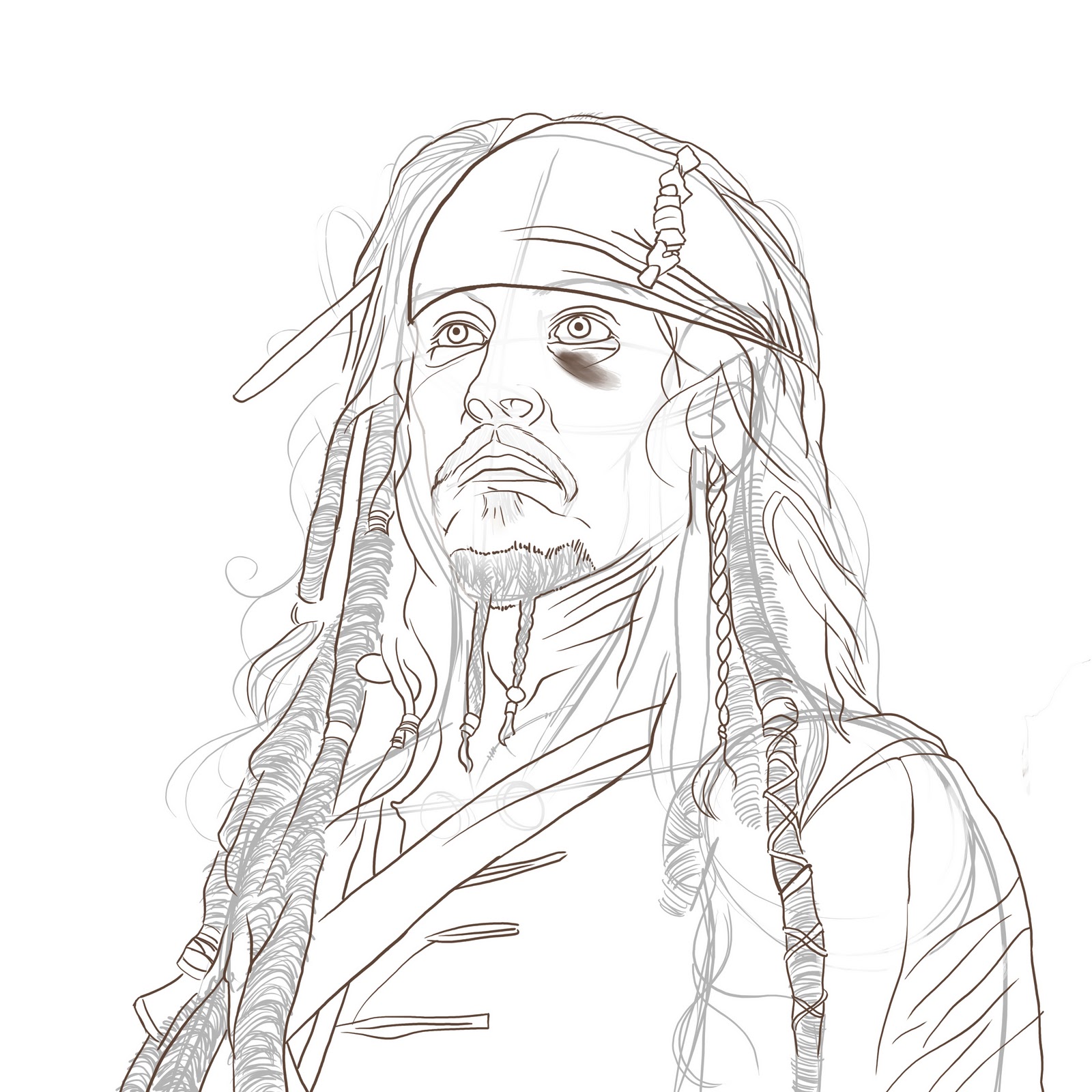 Disney jack sparrow coloring pages free