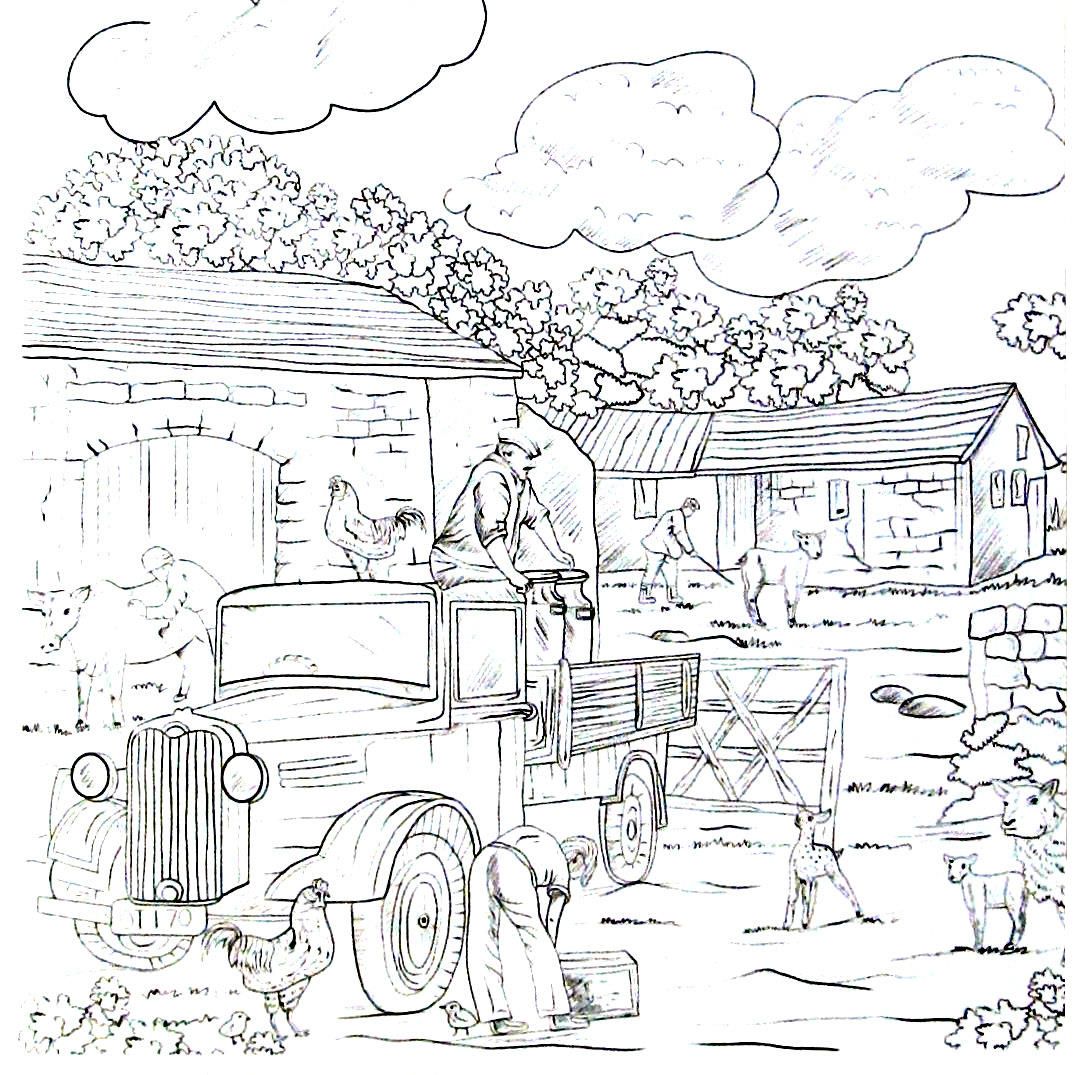 Always busy working on the farm - Country living coloring book printable  page | Abstract coloring pages, Coloring pages, Summer coloring pages