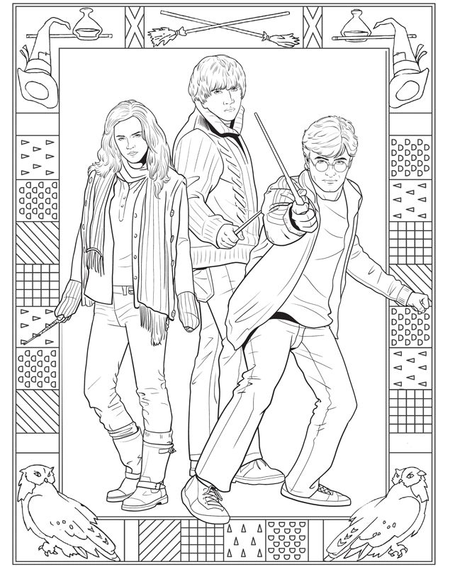 Harry Potter Coloring Pages Golden Trio Harry Potter Coloring ...