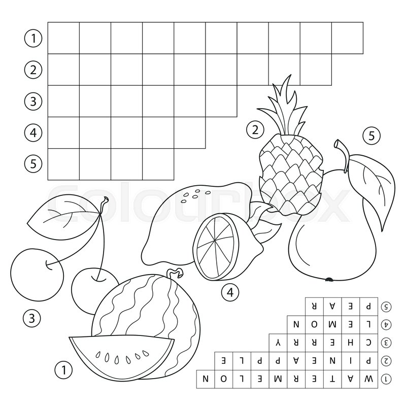 Crossword puzzle game with fruits. ... | Stock vector | Colourbox