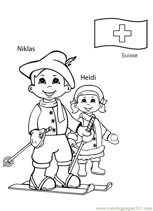 Children Around The World Coloring Page - Swiss