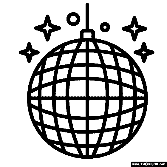 Disco Ball Party Coloring Page