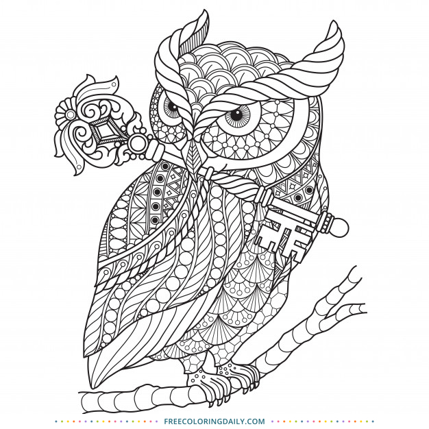 Free Owl Zentangle Coloring Page | Free Coloring Daily