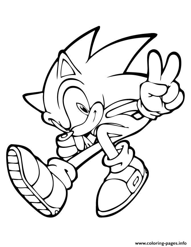 Print sonic saying peace for the world Coloring pages