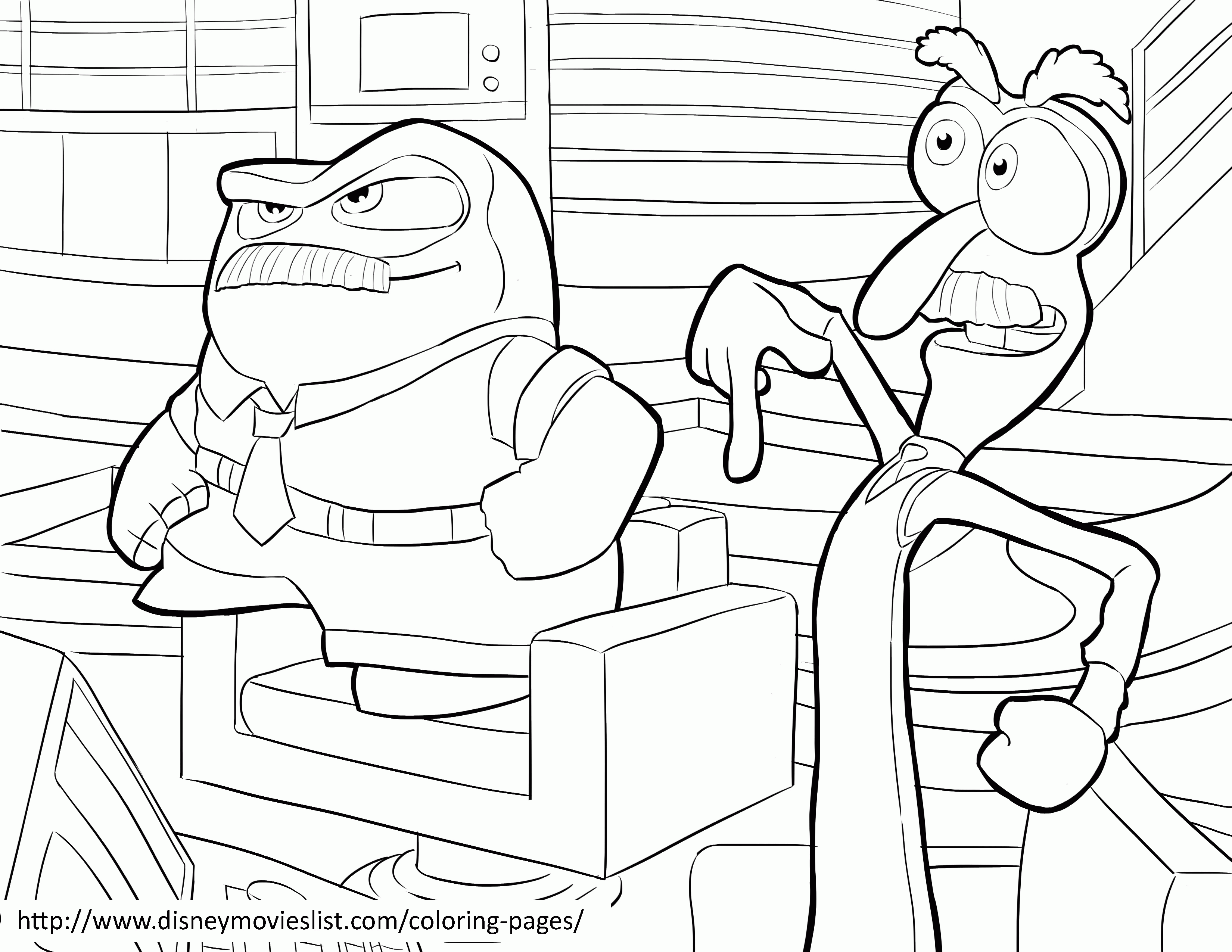 Anger and Fear - Disney's Inside Out Coloring Page