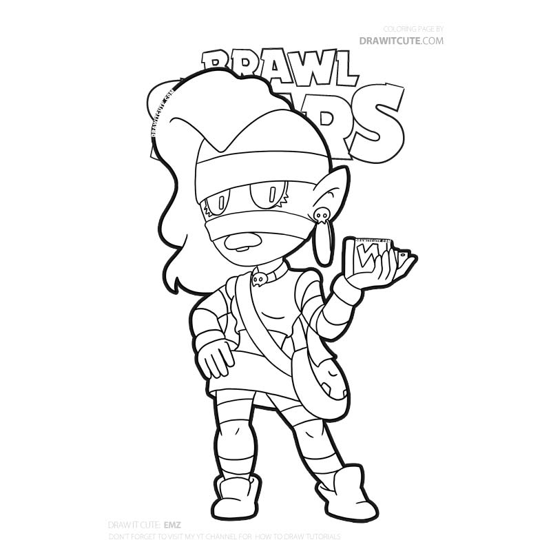 Draw It Cute On Twitter Brawl Stars Emz Skin Easy To Coloring Home - brawl stars characters coloring pages poco