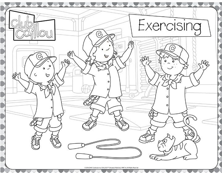 Caillou Loves to Exercise Coloring Sheet (Club Caillou ...