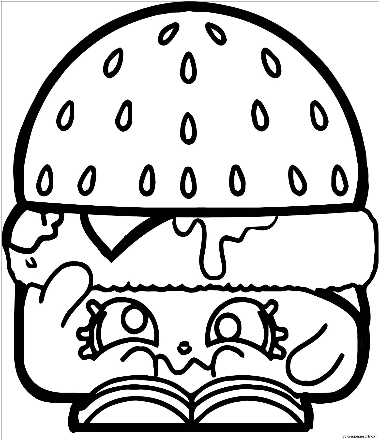Hamburger Of Shopkins Coloring Page - Free Coloring Pages Online