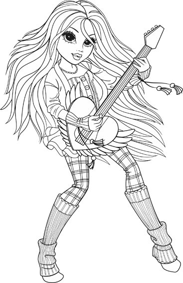Cute rock star girl coloring pages