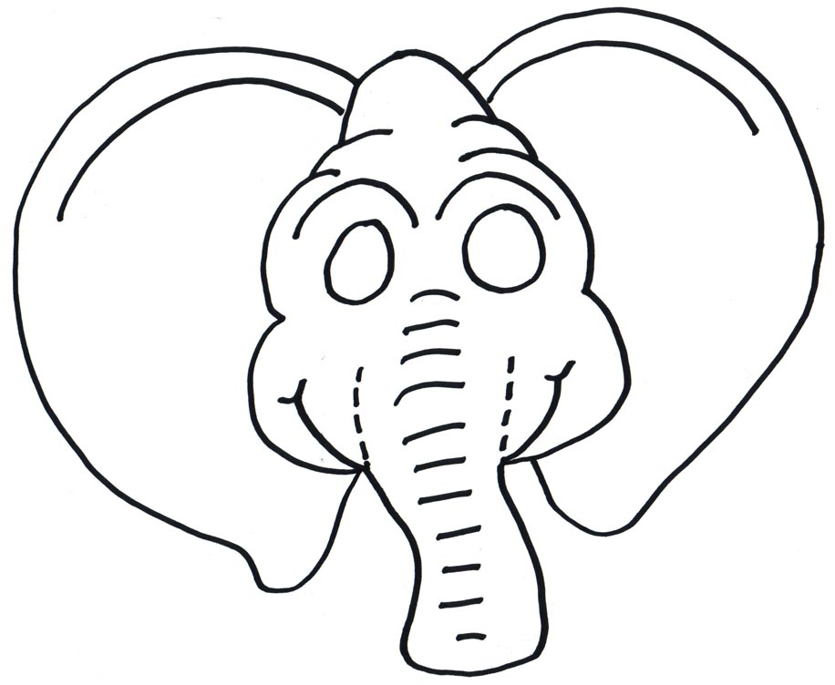 Elephant Mask, Coloring Page free image download
