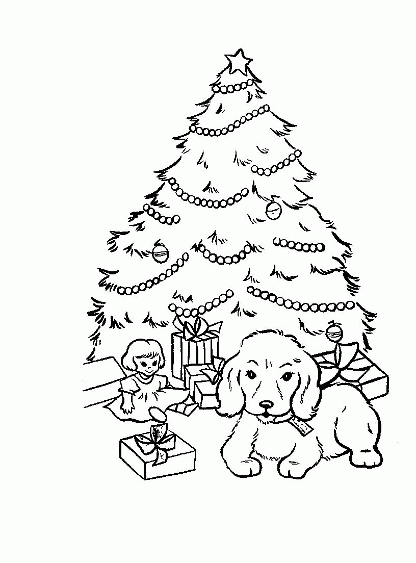Christmas Puppies Coloring Pages - Coloring Home