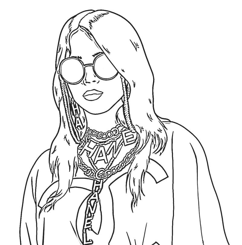 Billie Eilish with Chanel Coloring Page - Free Printable Coloring Pages for  Kids