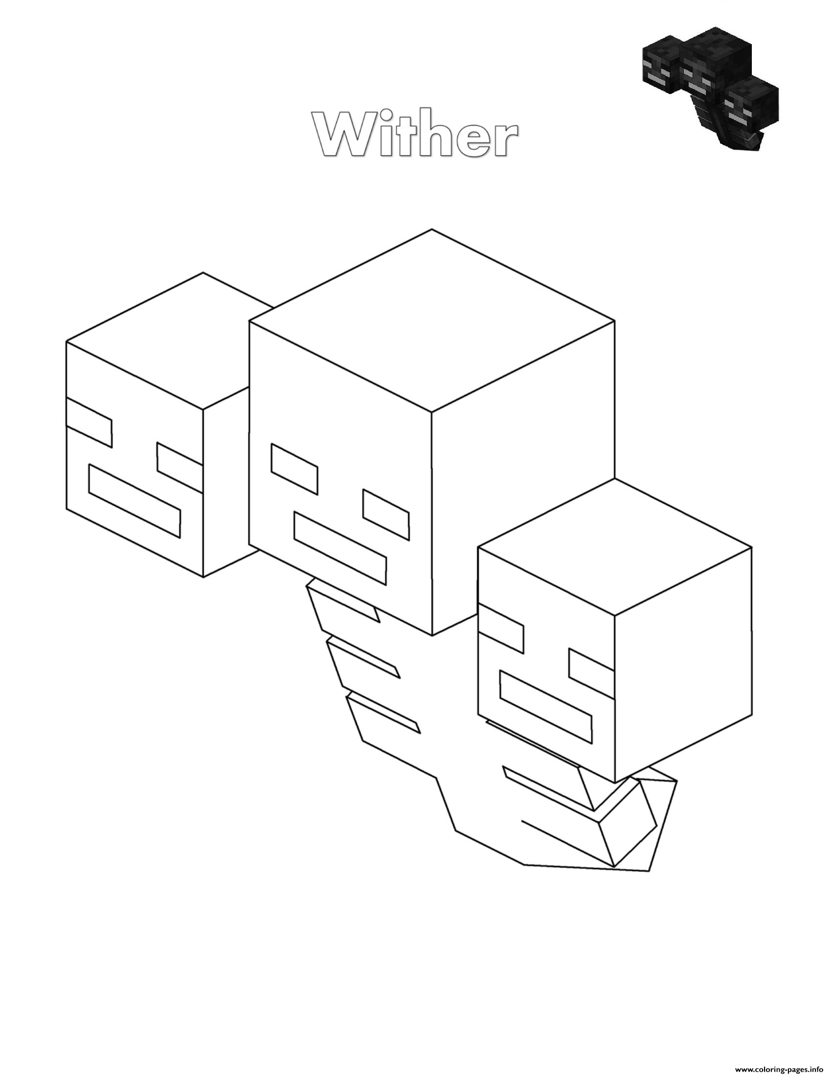Wither Minecraft Coloring Pages Printable