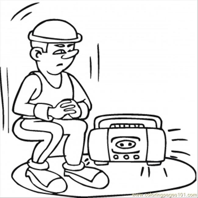 Listening To The Radio News Coloring Page - Free Home Appliances ...