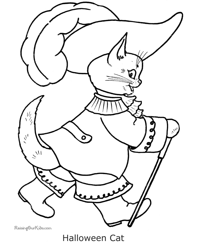 Printable Halloween cat coloring page - 012