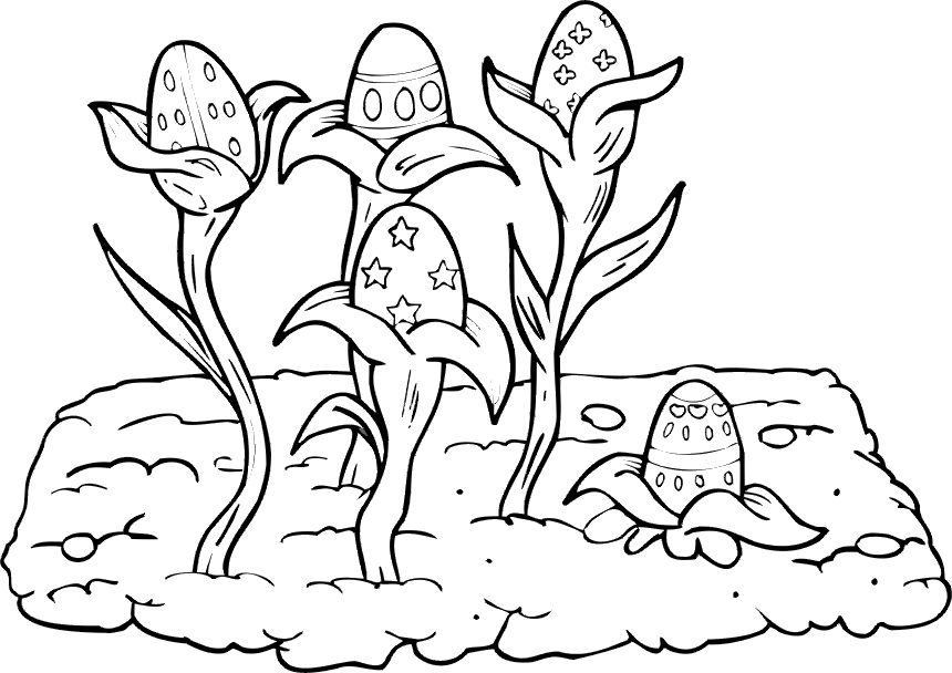 easter egg coloring page eggs growing like plants