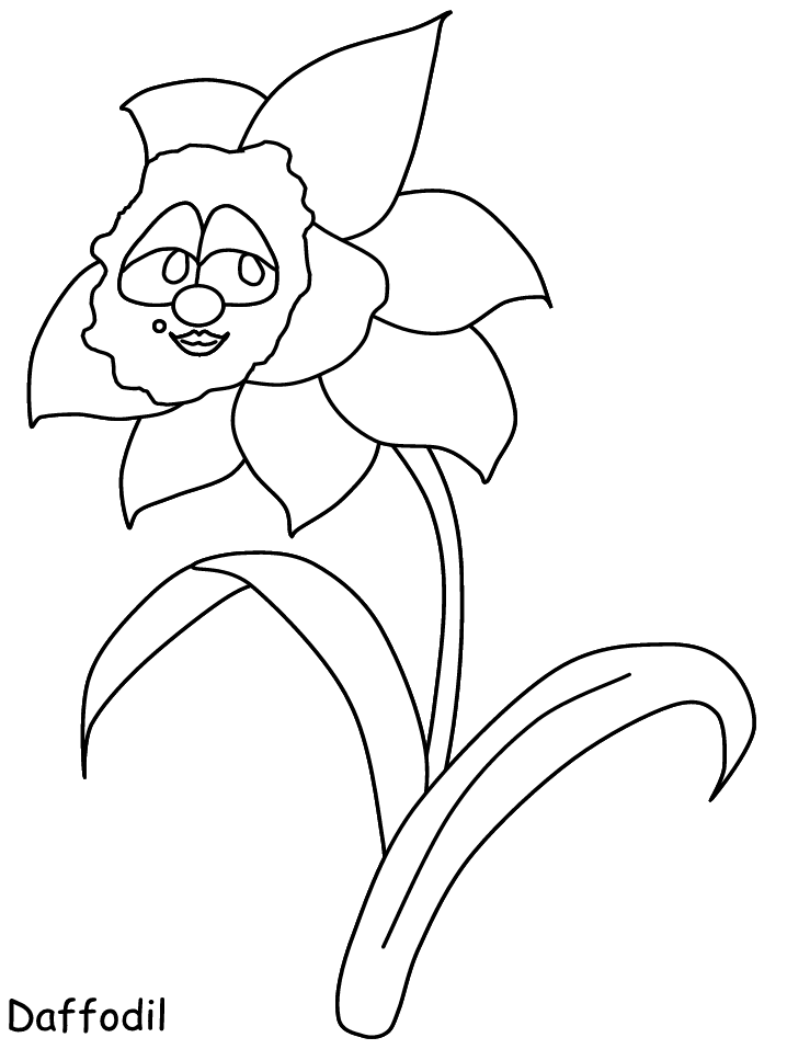 Daffodil Cartoon Flowers Coloring Pages & Coloring Book