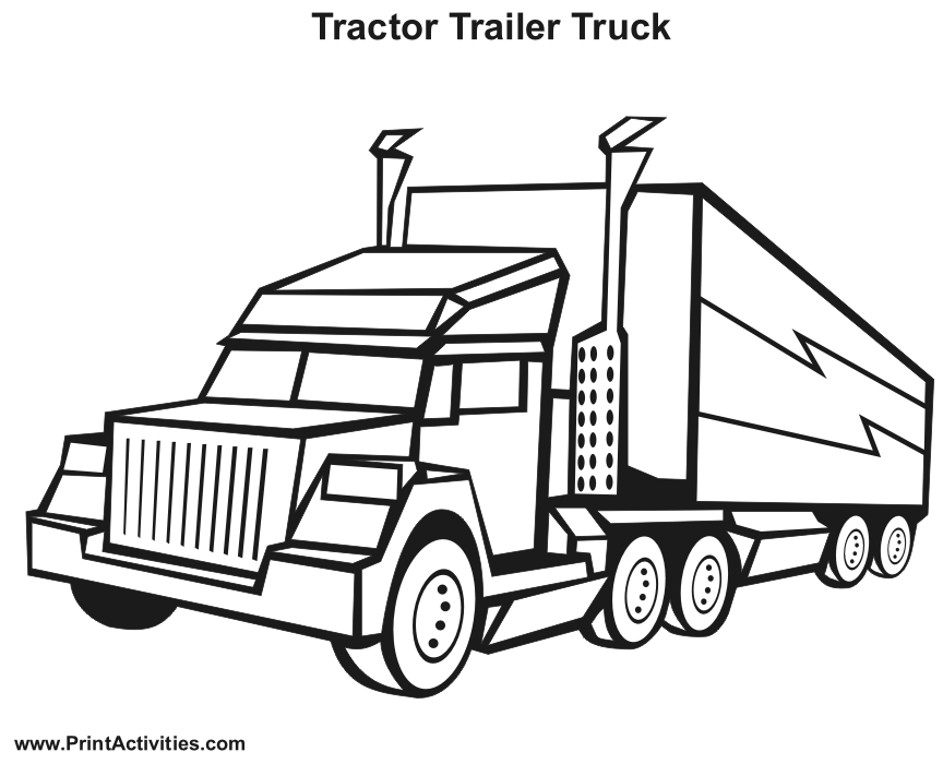 Tractor Trailer Coloring Page | Trucks, Tractors and Diggers | Pinter…
