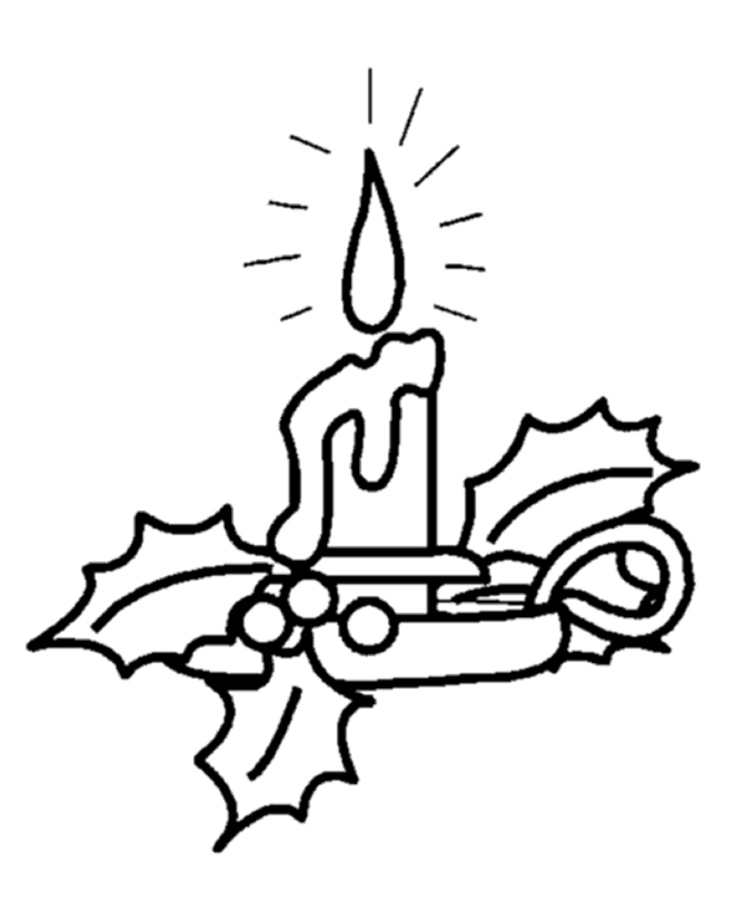 Christmas Candles Coloring pages - Simple easy Christmas Candle 