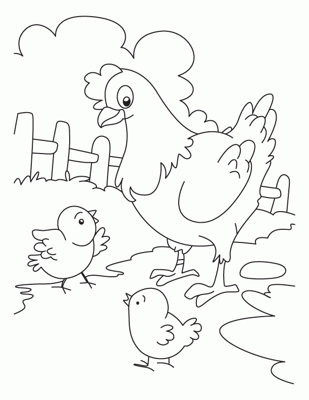 Hen and Chicken coloring page | Download Free Hen and Chicken 