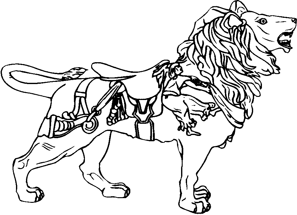 winter carousel lineart Colouring Pages