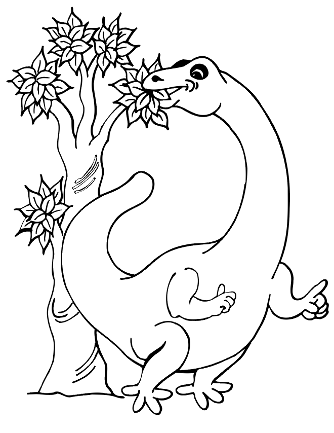 Dinosaur Coloring Page | Dinosaur Eating Top Of Tree