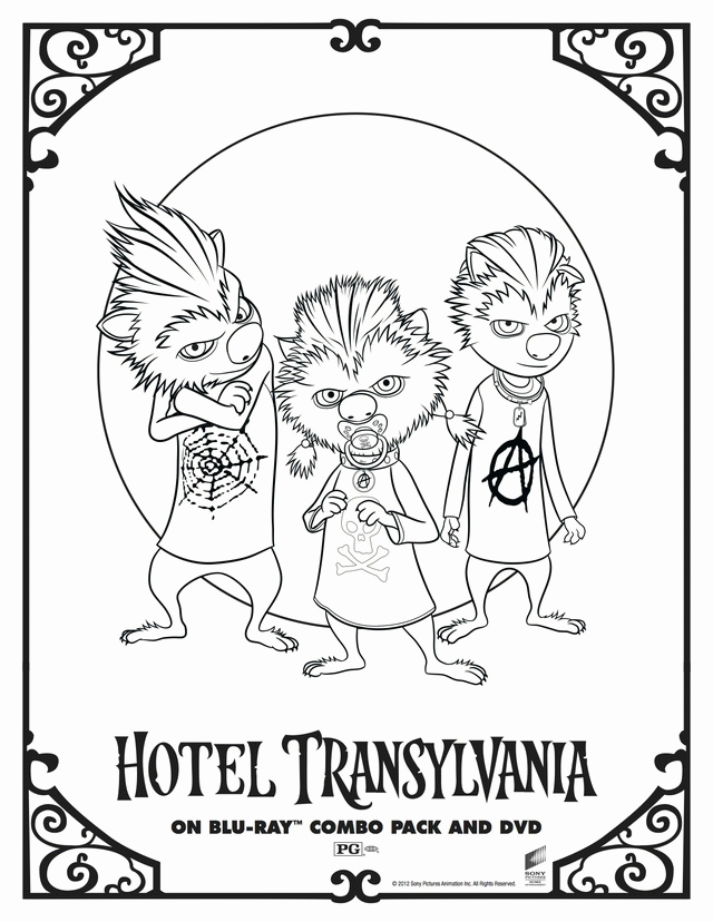 Hotel Transylvania's wolf pups - Free Printable Coloring Pages