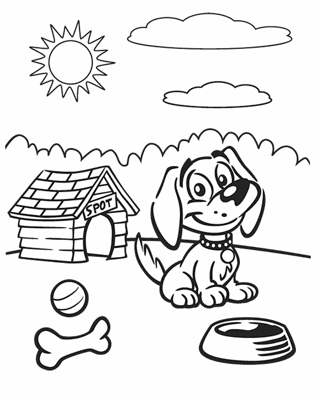 Dog on a sunny day - Free Printable Coloring Pages