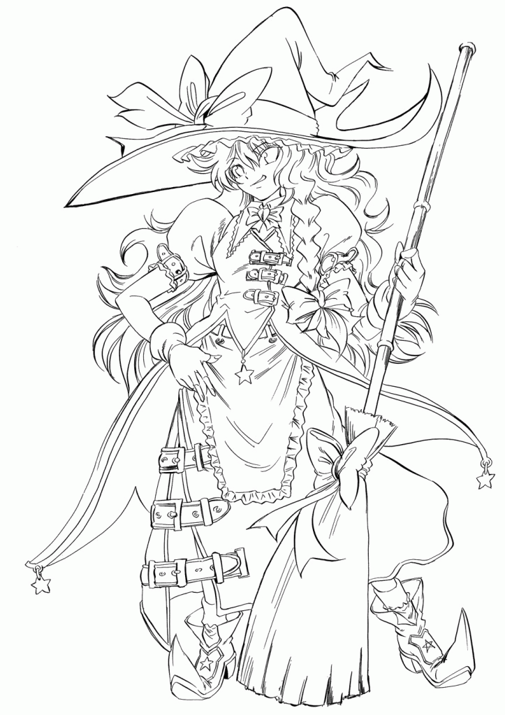  » Anime Printable Coloring Witch