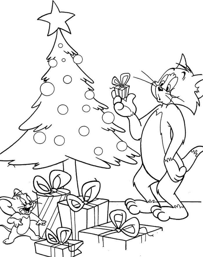 tom and jerry christmas Colouring Pages