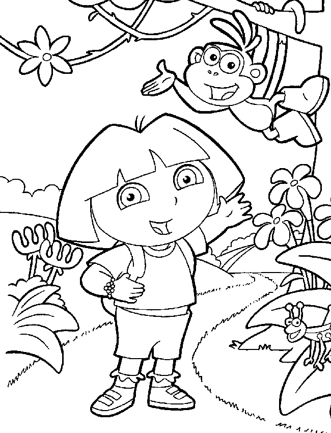 Dora The Explorer Color Page - Coloring Pages For Kids - Cartoon - Coloring  Home
