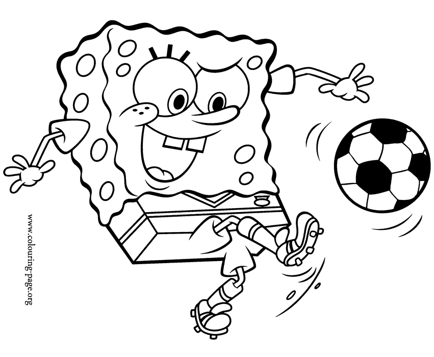 SpongeBob SquarePants - Spongebob playing soccer coloring page