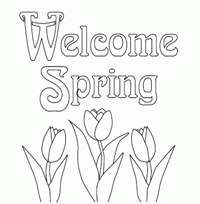 Print Out Spring Flowers Tulips Coloring Page For Kids: Print Out 