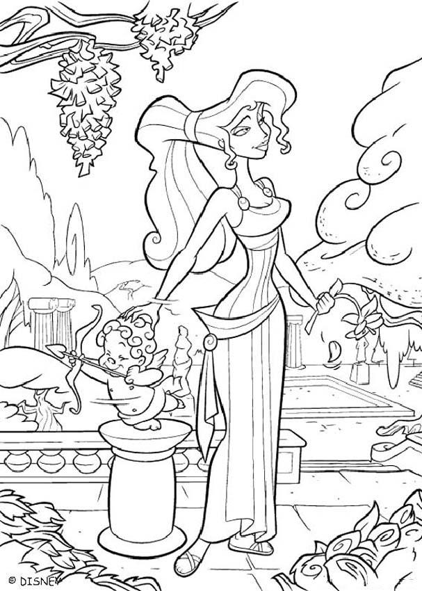 Hercules coloring book pages - Hera and cupid