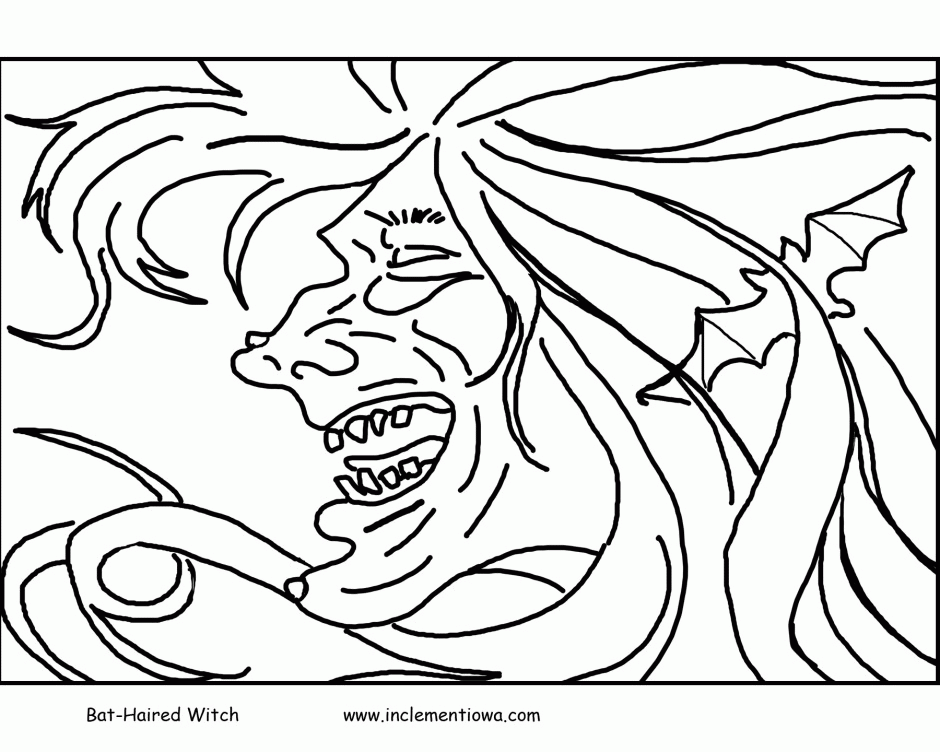 Bat Haired Witch Coloring Page Inclement Press 154159 Turn 