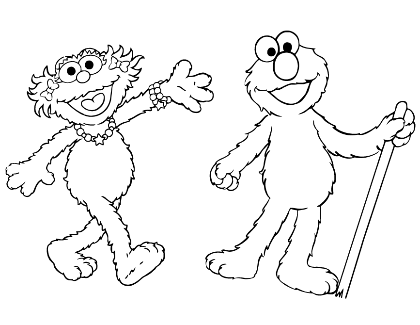 Zoe And Elmo Coloring Page | Free Printable Coloring Pages