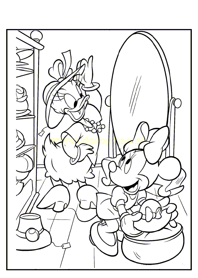 Minnie and Daisy in Love Coloring Page | Kids Coloring Page