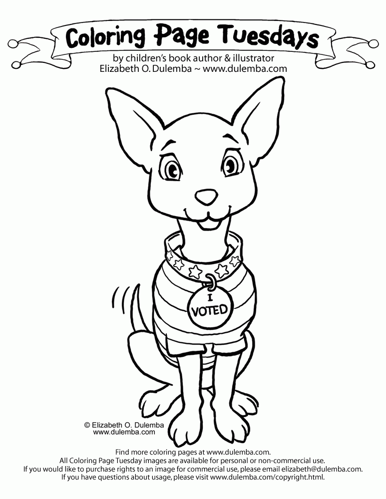 dulemba: Coloring Page Tuesday - Voting Chihuahua!