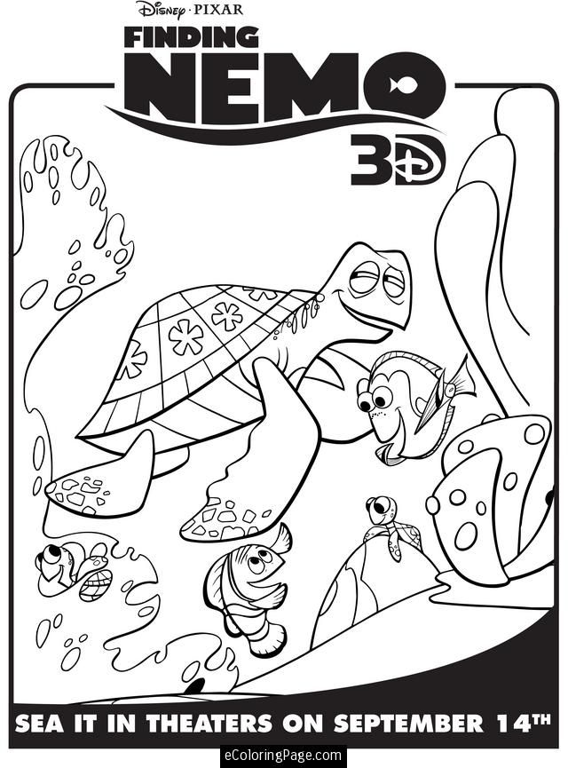 Finding Nemo Dory and Crush Coloring Pages for Kids Printable 