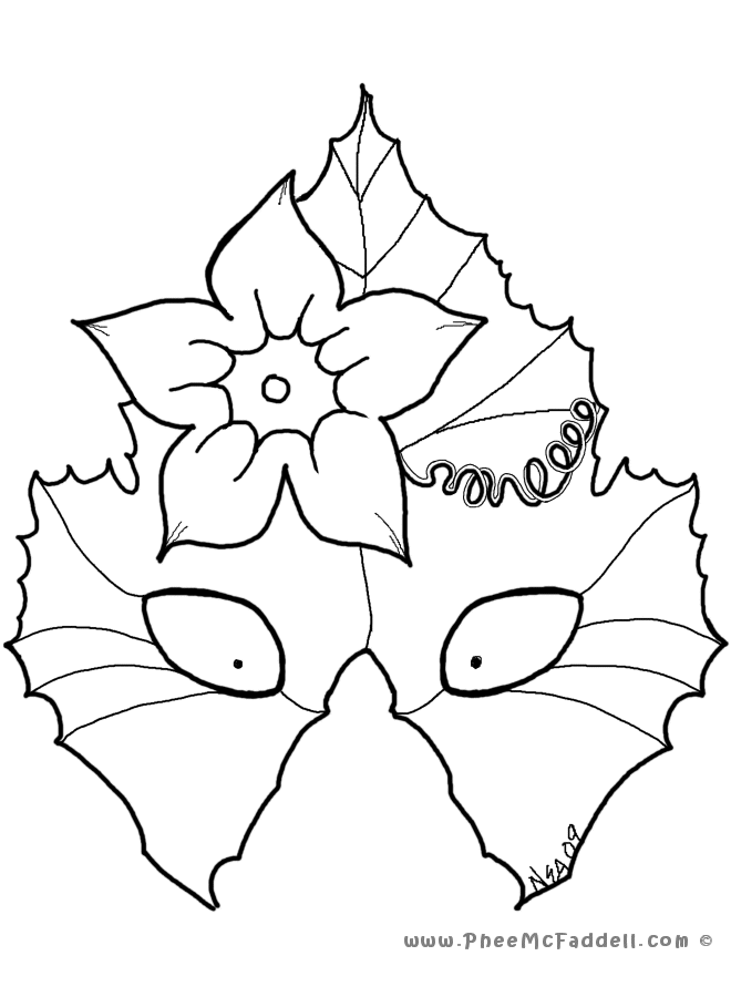 Pumokin Leaf Mask Coloring Page