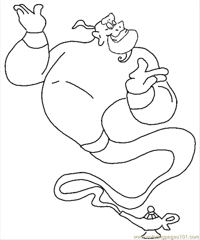Coloring Pages Aladdin Genie Coloring Page (Cartoons > Aladdin 