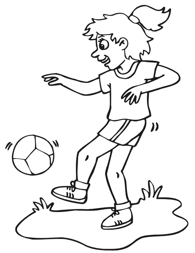 Soccer Coloring Page | Happy Girl Player