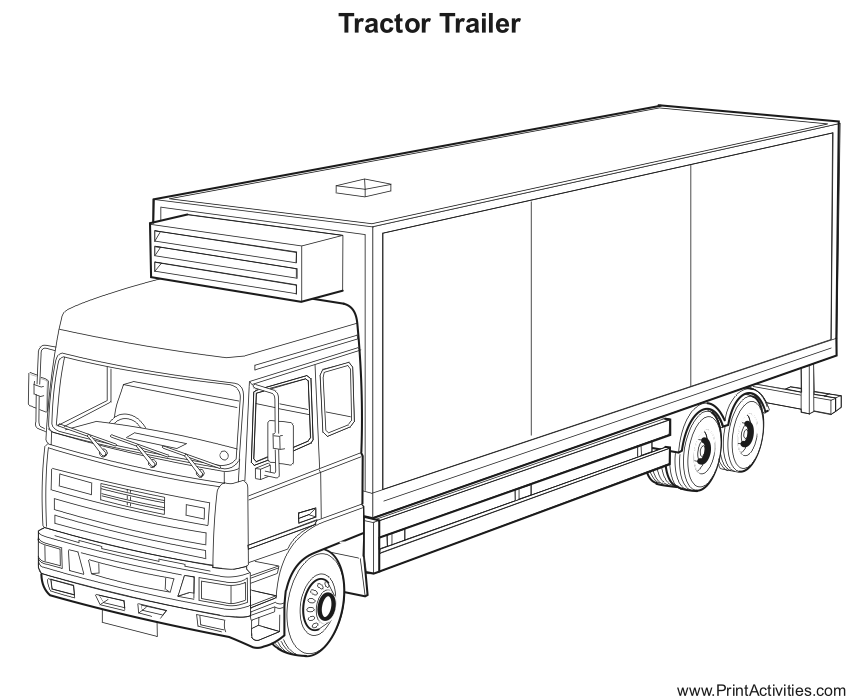 Tractor Trailer Coloring Page Free Printable Truck