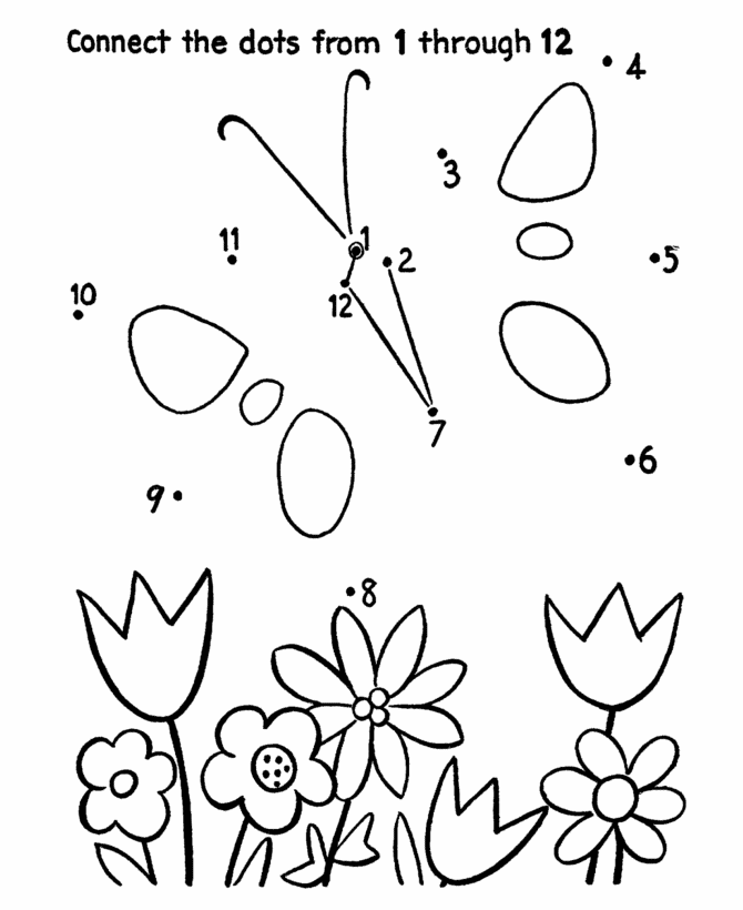 Connect The Butterfly on Dot and Coloring Pages : New Coloring Pages