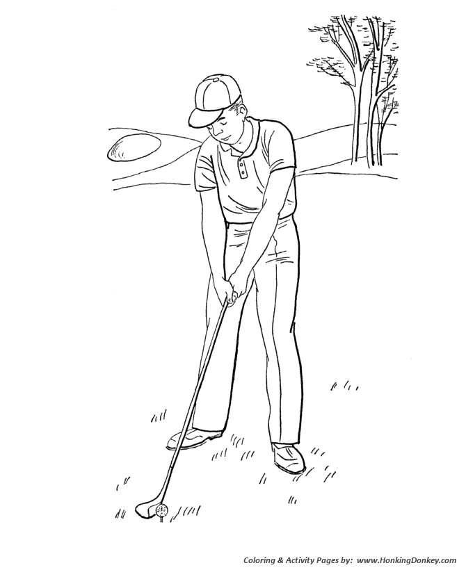 Summer Coloring - Kids Playing Golf Coloring Page Sheets of the 