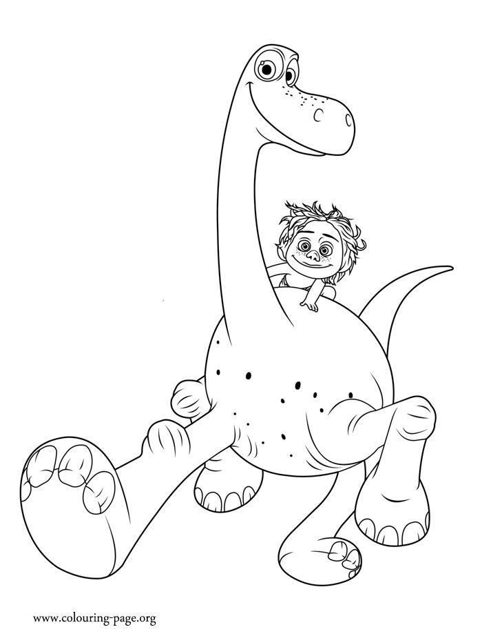 The Good Dinosaur - Arlo and Spot having fun coloring page